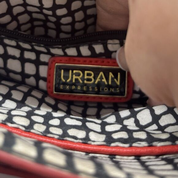 Red Vegan Faux Leather Urban Expressions handbag with adjustable strap - Picture 8 of 10